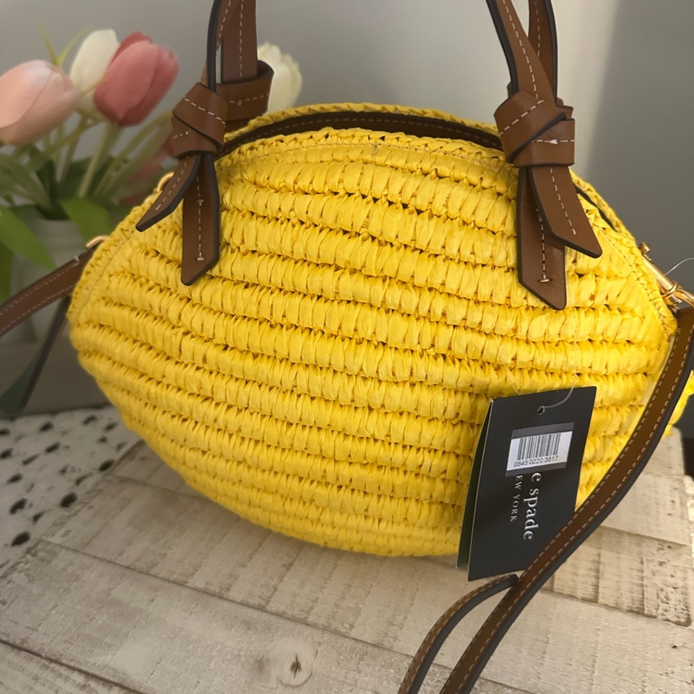 Nwt Kate spade lemon drop straw lemon crossbody bag - Picture 4 of 13